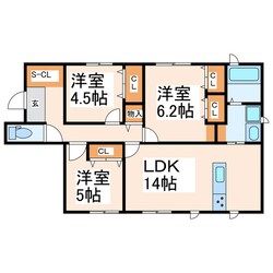 長嶺四ツ角 徒歩9分 1階の物件間取画像